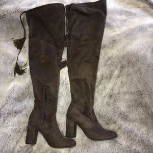 Brown Suede Thigh High Boots